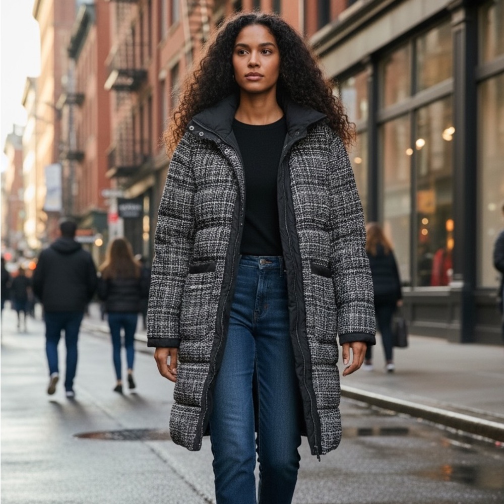 Bernardo Black and Gray Puffer Jacket